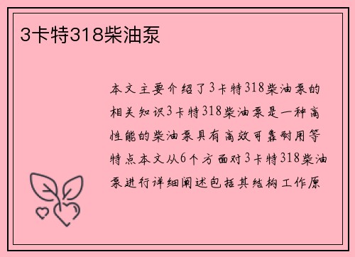 3卡特318柴油泵
